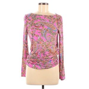 Ralph Lauren Paisley Rouched  Long Sleeve Top  M